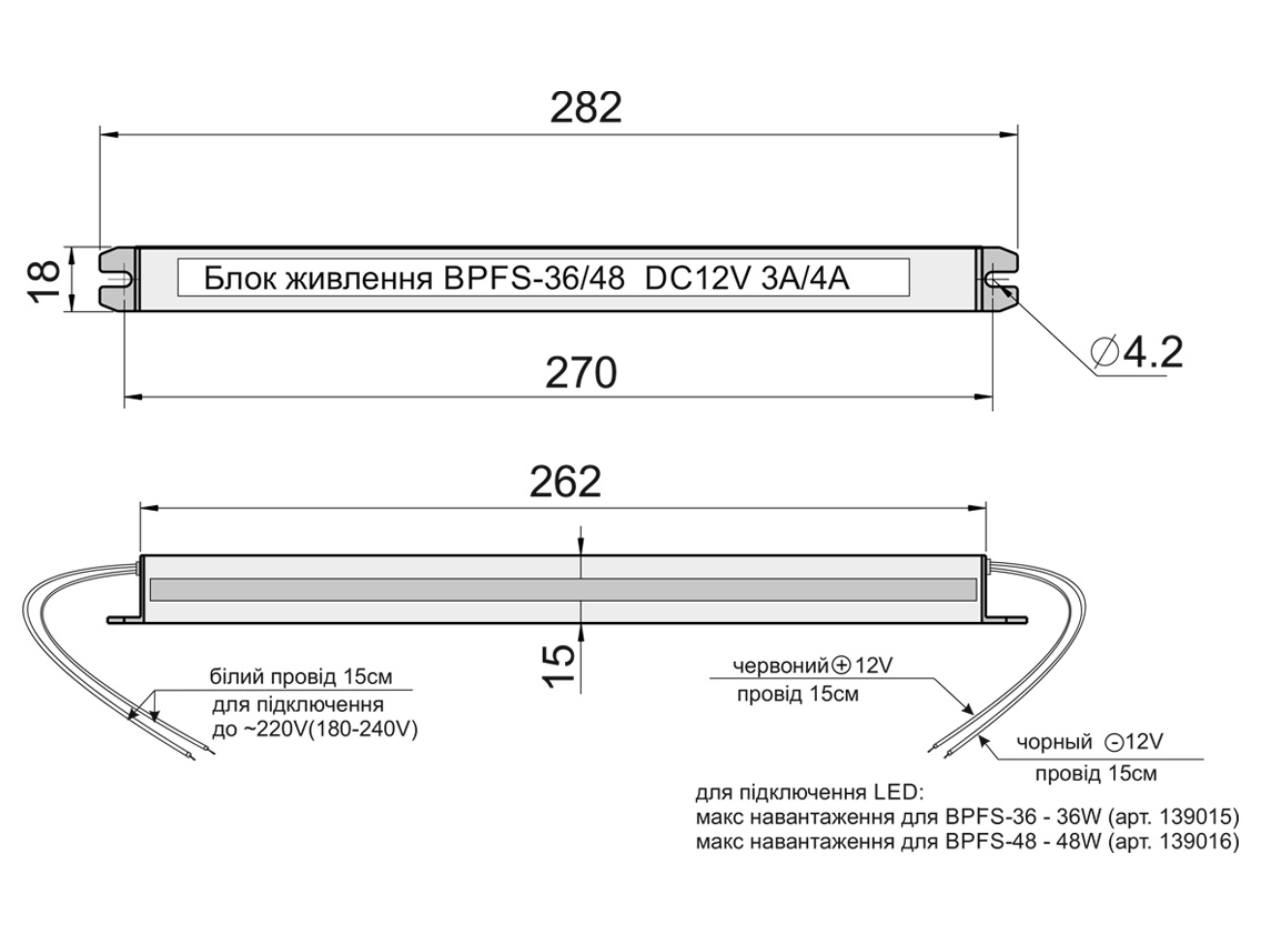 Блок питания герметичный STICK BPFS-36-12 12V 36W IP67